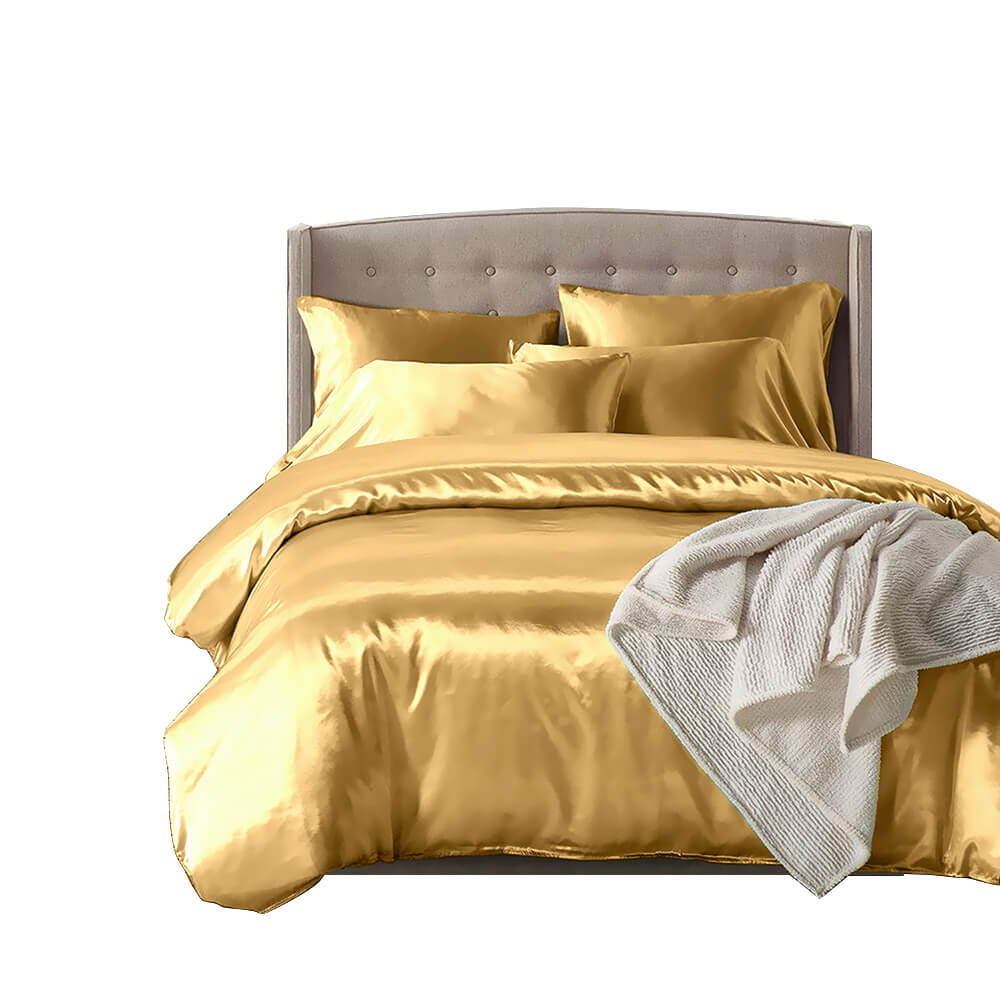 DreamZ Silk Satin Quilt Duvet Cover Set in King Size in Champagne Colour