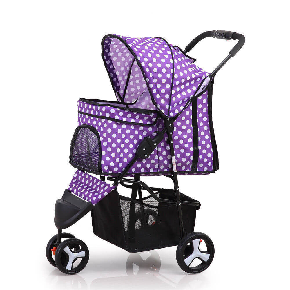 PaWz 4 Wheels Pet Stroller Dog Cat Cage Puppy Pushchair Travel Walk Carrier Pram