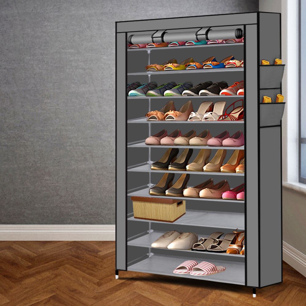 Buy Cheap Levede 10 Tier Shoe Rack Portable Storage Cabinet Organiser Wardrobe Grey Cover-Store Zone-Online Shopping Store Melbourne Australia