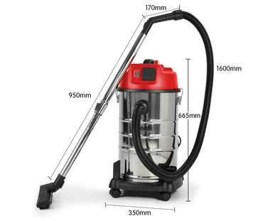 Pronti 1200W Stainless Steel Wet Dry Vacuum Cleaner - 30L