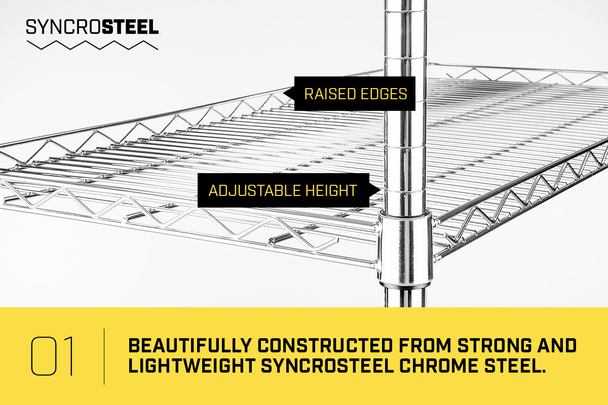 Syncrosteel Chrome Wire Shelving Storage  900 x 350mm - 1.8 m high