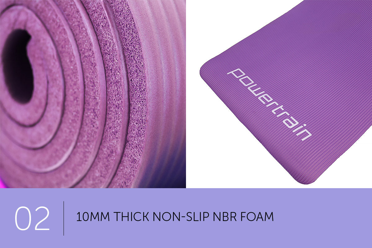 Powertrain 10mm NBR Yoga Exercise Mat - Purple