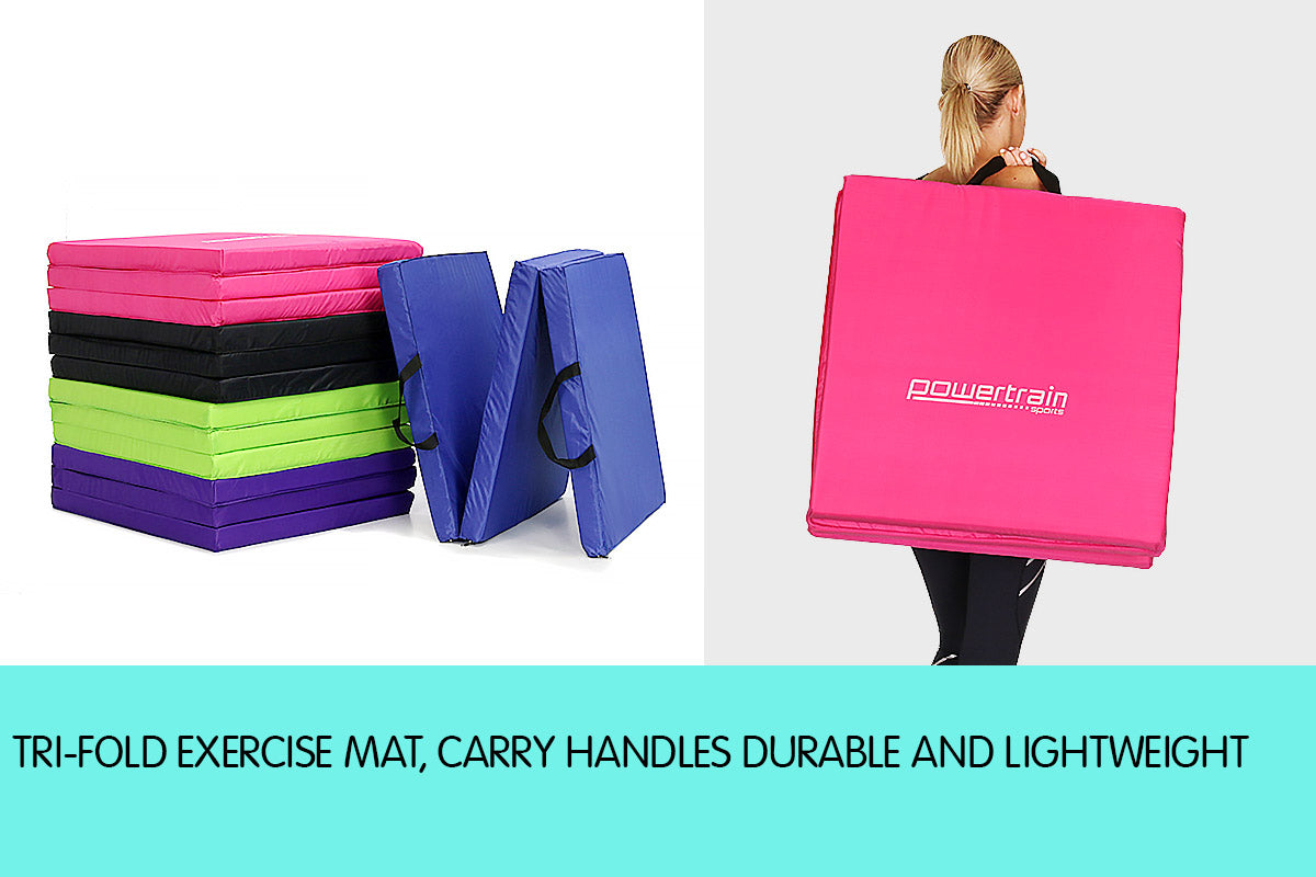 Powertrain Yoga Exercise Tri-fold Mat 180x60x5cm - Pink